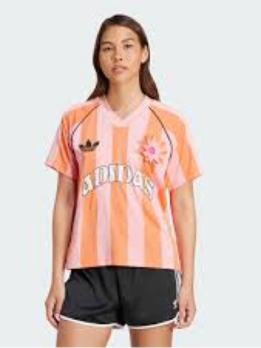 adidas Coral Pink & Peach Striped Athletic Jersey